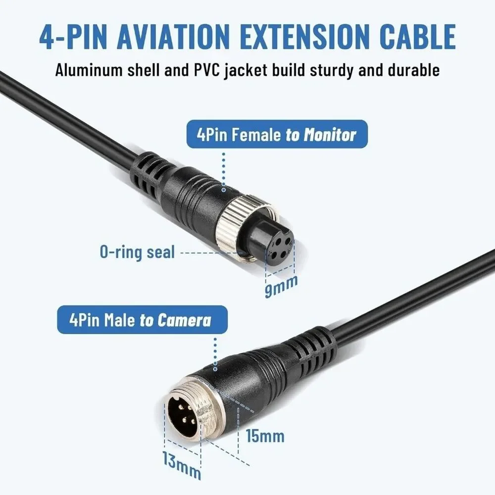 4 Pin Car Video Aviation Extension Cable for Rear View Camera Truck Bus Trailer